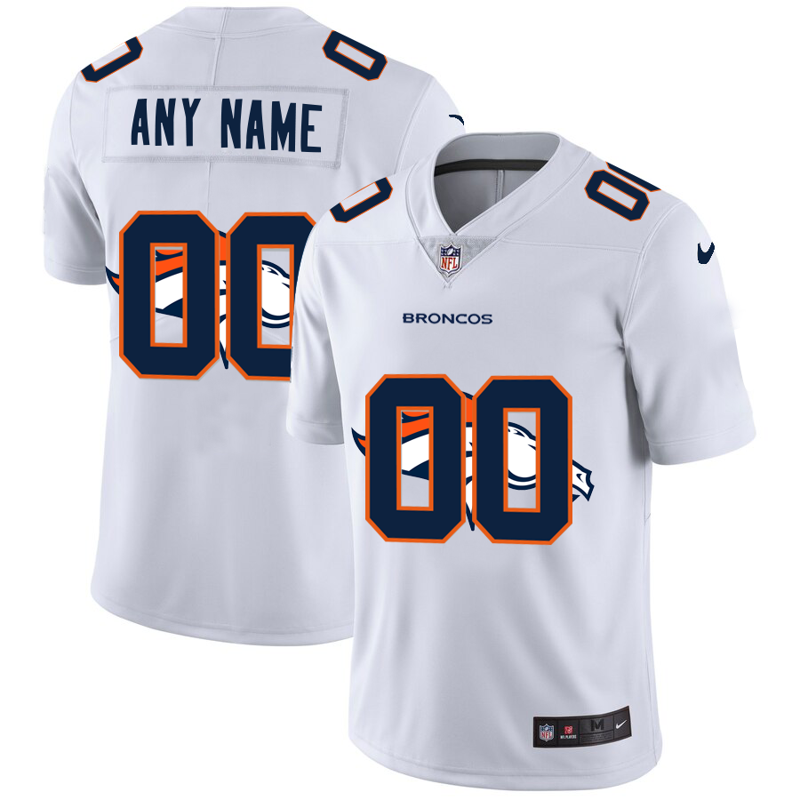 Wholesale Denver Broncos Custom White Men Nike Team Logo Dual Overlap Limited NFL Jersey